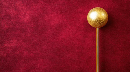 This image features an elegant gold decoration with a shimmering sphere set against a rich red fabric, evoking luxury and warmth suitable for festive occasions.の素材