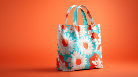A vibrant floral tote bag designed with bright daisies against a vivid orange background. An ideal accessory for daily use, shopping trips, and eco-friendly choices.の素材