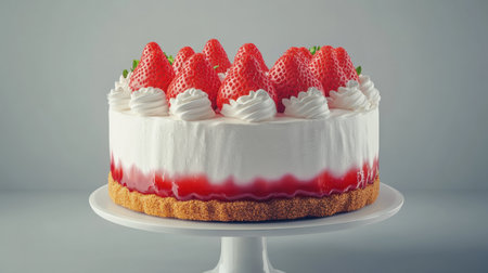 A delectable strawberry cake featuring layers of fluffy cream and vibrant jelly. Perfect for celebrations, events, or a sweet indulgence.の素材