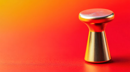 This image features a metallic knob set against a colorful gradient background, emphasizing its shiny surface and modern design, perfect for minimalistic aesthetics.の素材