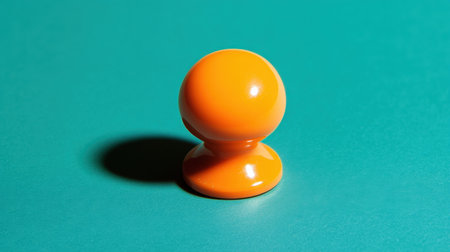 This image features a bright orange game piece standing alone on a vivid teal background. The polished surface and playful color evoke feelings of fun and creativity, making it ideal for various design needs or playful themes.の素材