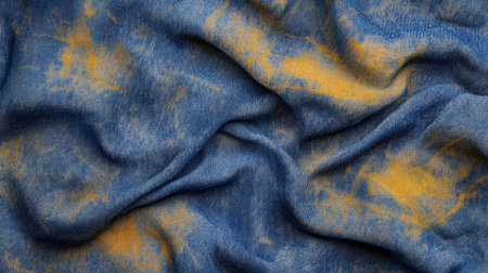 Explore the beauty of this soft cotton fabric featuring a unique blue and yellow abstract pattern. Ideal for fashion, textiles, and decor projects.の素材