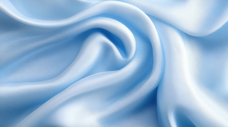 A smooth light blue satin fabric creating a soft, elegant background ideal for various creative designs and presentations, showcasing luxurious textures.の素材
