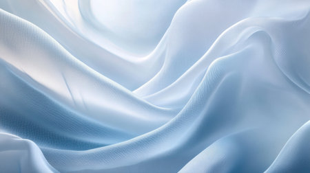 This image showcases a soft blue fabric with elegant waves and gentle curves, creating a serene and tranquil atmosphere perfect for backgrounds or design.の素材