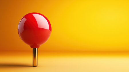 This image features a bright red glossy object set against a vibrant yellow background, ideal for artistic projects or design concepts.の素材