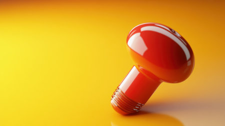 A striking red light bulb rests on a warm yellow surface, creating an engaging visual that symbolizes creativity and innovation in design.の素材