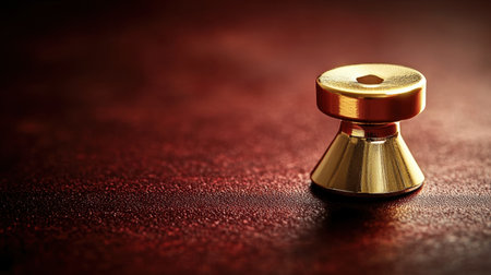 This close-up image captures a gold metal object set against a textured surface, showcasing intricate details and artistic lighting that enhances its elegant design.の素材