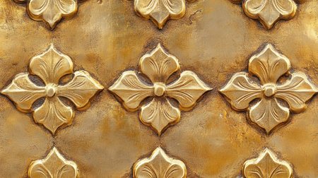 This stunning decorative golden texture features intricate ornamental patterns that exude elegance and luxury, perfect for various design projects.の素材