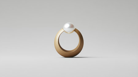 This elegant minimalist ring features a lustrous pearl set against a simple background, perfect for showcasing modern jewelry designs and fashion statements.の素材