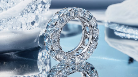 This stunning blue gemstone ring showcases exquisite craftsmanship, featuring sparkling facets that catch the light beautifully. Perfect for jewelry enthusiasts.の素材