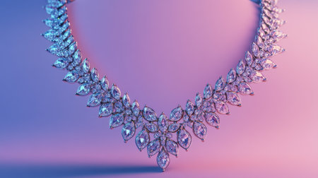 This stunning diamond necklace features intricate details and brilliant gemstones, perfect for any elegant occasion. A true statement piece for fashion lovers.の素材