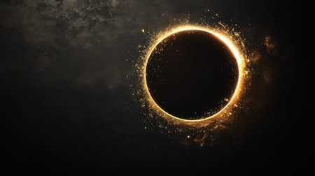 Mesmerizing image of a cosmic eclipse showcasing a glowing halo against a dark, starry backdrop, perfect for evoking awe and wonder.の素材