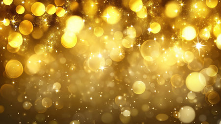 A stunning display of glimmering golden bokeh lights creates a warm and festive atmosphere perfect for celebratory events. Ideal for backgrounds and designs.の素材