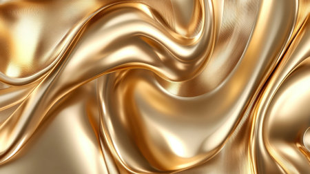 Discover the beauty of this shimmering golden fabric texture, featuring luxurious waves and a soft gleam. Ideal for elegant backgrounds and design projects.の素材