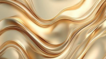 A stunning abstract representation of shimmering golden waves, featuring smooth textures and flowing curves. Perfect for use in modern design projects.の素材