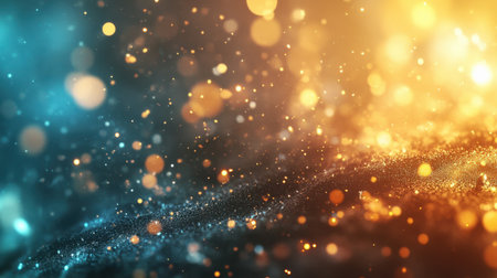 An enchanting abstract background featuring shimmering bokeh lights in captivating blue and orange tones, perfect for artistic and festive themes.の素材