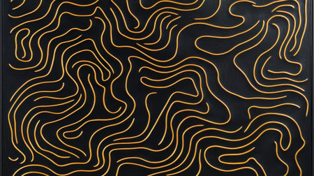 This image features abstract wavy patterns in black and gold, creating a modern and minimalistic design ideal for various artistic applications and backgrounds.の素材