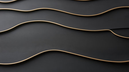 This abstract image features elegantly flowing lines in a dark setting, creating an intriguing visual experience with texture, contrast, and minimalism.の素材