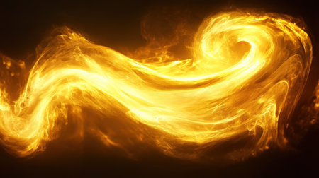 This mesmerizing image of dynamic golden swirls illustrates the beauty and energy of motion, creating an enchanting abstract background full of warmth and light.の素材