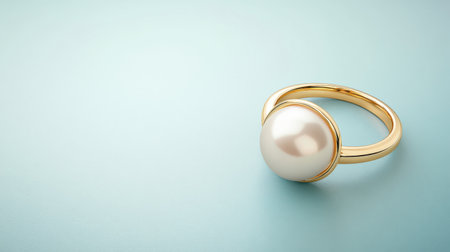 A stunning gold ring showcasing a large, lustrous white pearl, perfect for jewelry collections or elegant fashion displays. Ideal for luxury themes.の素材