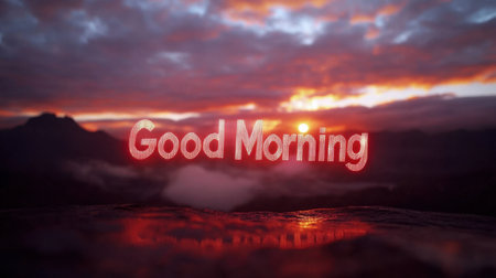 This stunning sunrise captures vibrant colors illuminating the mountains, creating a serene atmosphere filled with hope and inspiration for a new day.の素材