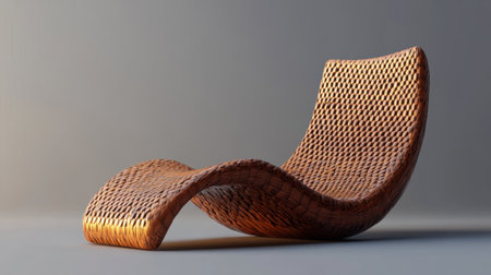 This stylish curved wooden lounge chair features a unique woven texture and modern design, perfect for enhancing any contemporary interior space.の素材