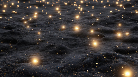 This stunning cosmic scene captures the beauty of a dark landscape dotted with glowing stars, creating an ethereal ambiance full of tranquility and wonder.の素材