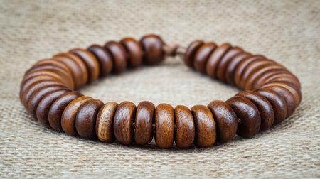 This stunning wooden bracelet features natural beads with an elegant design, perfect for fashion accessories. It showcases craftsmanship and style.の素材