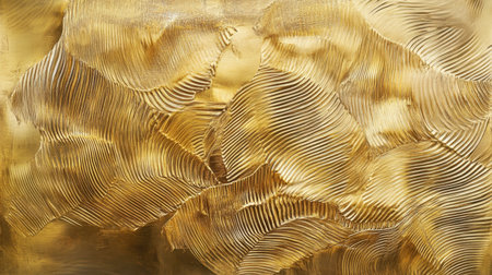 This abstract image features an intricate golden texture with wavy patterns and detailed lines, perfect for enhancing creative projects and design initiatives.の素材
