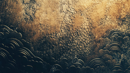 This image features an abstract texture combining gold and dark tones, offering a sense of elegance and richness suitable for diverse design projects or backgrounds.の素材