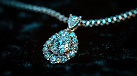 This stunning diamond necklace features a teardrop pendant adorned with sparkling gemstones, perfect for adding elegance to any outfit or occasion.の素材