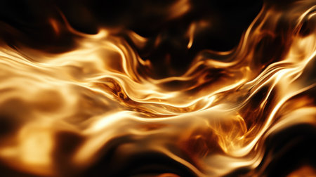 This stunning abstract image showcases a flowing golden liquid surface with intricate shimmering reflections. The dynamic light patterns create a sense of elegance and warmth, ideal for design projects.の素材