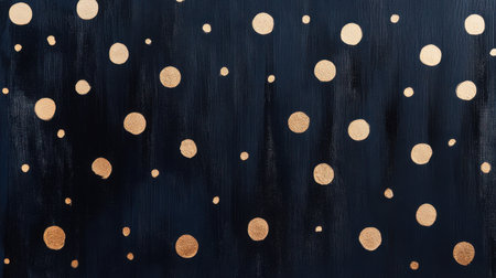 This striking abstract artwork features a rich blue background adorned with golden circular patterns. Ideal for modern home decor and creative projects, it evokes elegance and style.の素材