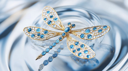 This stunning blue dragonfly brooch showcases exquisite craftsmanship with sparkly gemstones, perfect for any elegant accessory collection or special gift.の素材