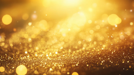 A stunning background featuring sparkling golden glitter with a soft bokeh effect, perfect for enhancing designs, events, or festive occasions.の素材
