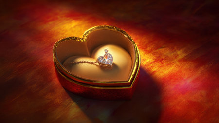This exquisite heart-shaped jewelry box features a stunning diamond pendant, perfect for expressing love and elegance on special occasions.の素材