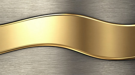 This image features an elegant gold wave on a brushed metal background, perfect for luxurious branding, stylish card designs, and sophisticated presentations.の素材