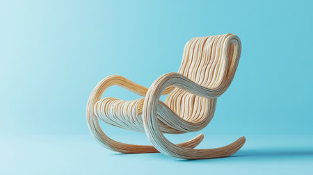 This striking rocking chair features a modern, wavy design crafted from light wood, bringing a touch of elegance and comfort to any living space.の素材