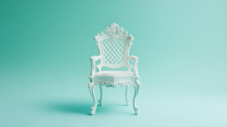 This elegant vintage chair, featured against a calming mint green background, adds a touch of sophistication and beauty to any interior design project.の素材