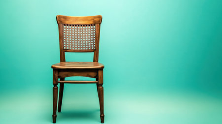 This elegant wooden chair features a stylish cane backrest set against a vibrant teal background, highlighting its classic design and impeccable craftsmanship.の素材