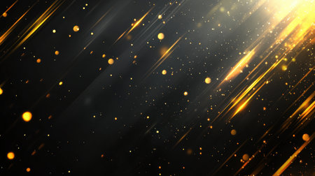 This captivating image features glowing particles and golden light rays, creating an enchanting abstract background ideal for artistic projects and graphics.の素材