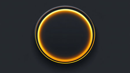 This image features a bright circular neon light effect set against a dark background, perfect for contemporary design projects and modern decorations.の素材