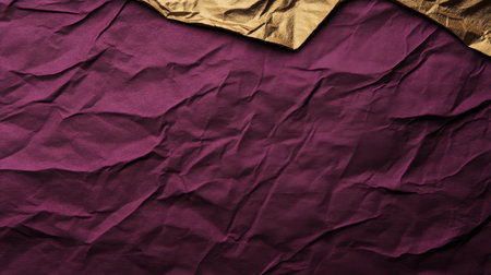 A visually striking background featuring rich burgundy fabric with a crumpled texture, complemented by a shiny gold accent, perfect for elegant designs.の素材