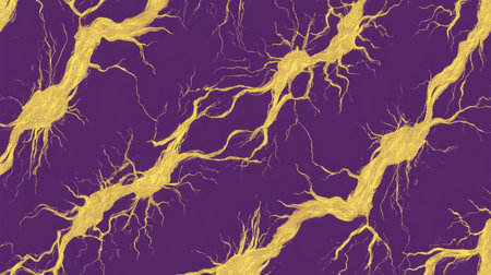 This abstract design features vibrant yellow lightning bolts on a deep purple backdrop, creating a striking and modern pattern ideal for various creative projects.の素材