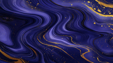 This striking abstract fluid art features vibrant shades of purple and gold, swirling elegantly across the canvas. Ideal for modern backgrounds or artistic projects.の素材