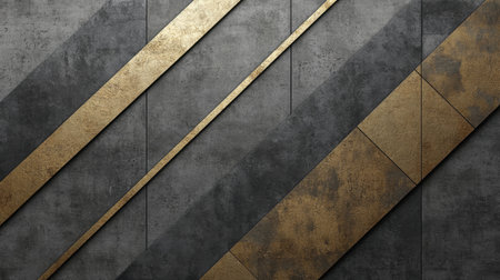 This abstract modern background features a striking combination of gold and gray geometric shapes, creating a visually appealing and elegant design suitable for various creative applications.の素材