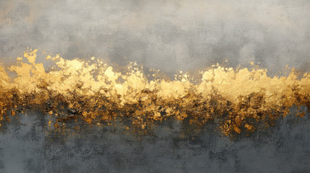 This stunning artwork features an abstract design combining gold leaf and gray tones, creating a striking visual statement ideal for contemporary spaces.の素材