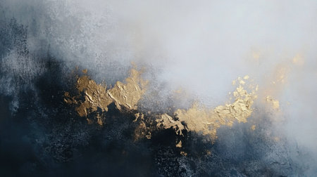 This abstract art piece features stunning gold accents on a dark textured background, evoking elegance and sophistication. Perfect for modern decor.の素材