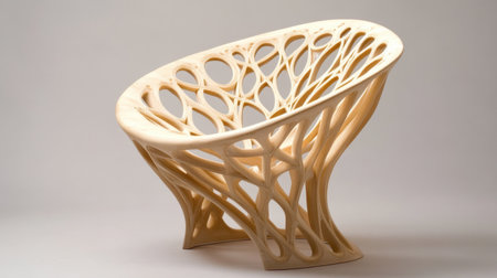 This modern chair showcases a striking organic pattern with an innovative structure, perfect for enhancing contemporary spaces and adding artistic flair.の素材