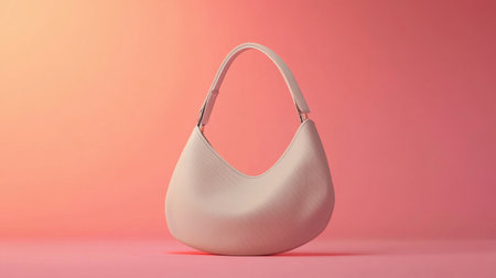 This image showcases an elegant white handbag against a soft pink background, highlighting its minimalist design and stylish appeal for fashion enthusiasts.の素材